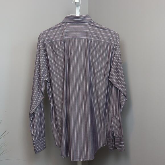 Zachary Prell Gray Red White Striped Button-Up Dress Shirt Men’s Size M - Picture 2 of 4